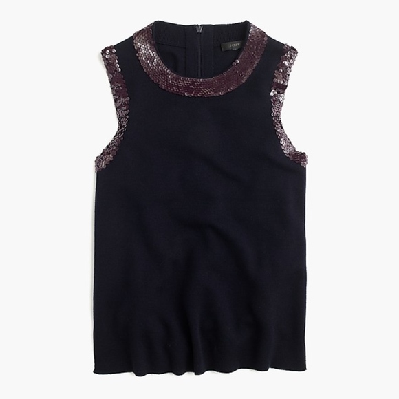 NWT J. Crew Sequin Crewneck Shell Top - Picture 2 of 8